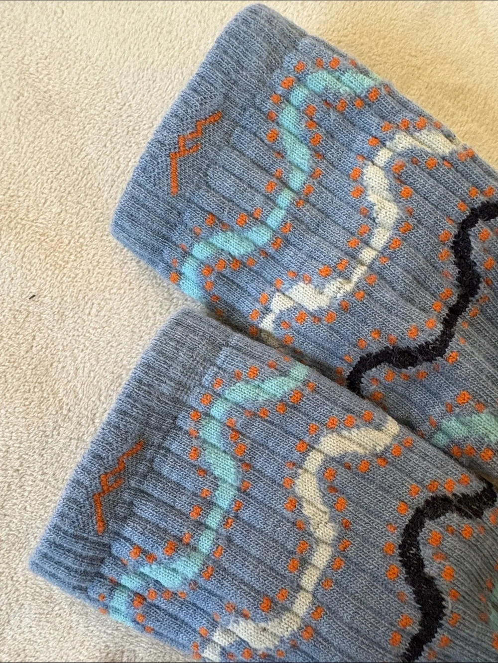 Darn tough  Light Blue Patterned Crew Socks — Comfortable Everyday Wear